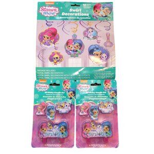 Shimmer & Shine Swirl Decorations & Birthday Candle Set Nickelodeon Jr jj3563